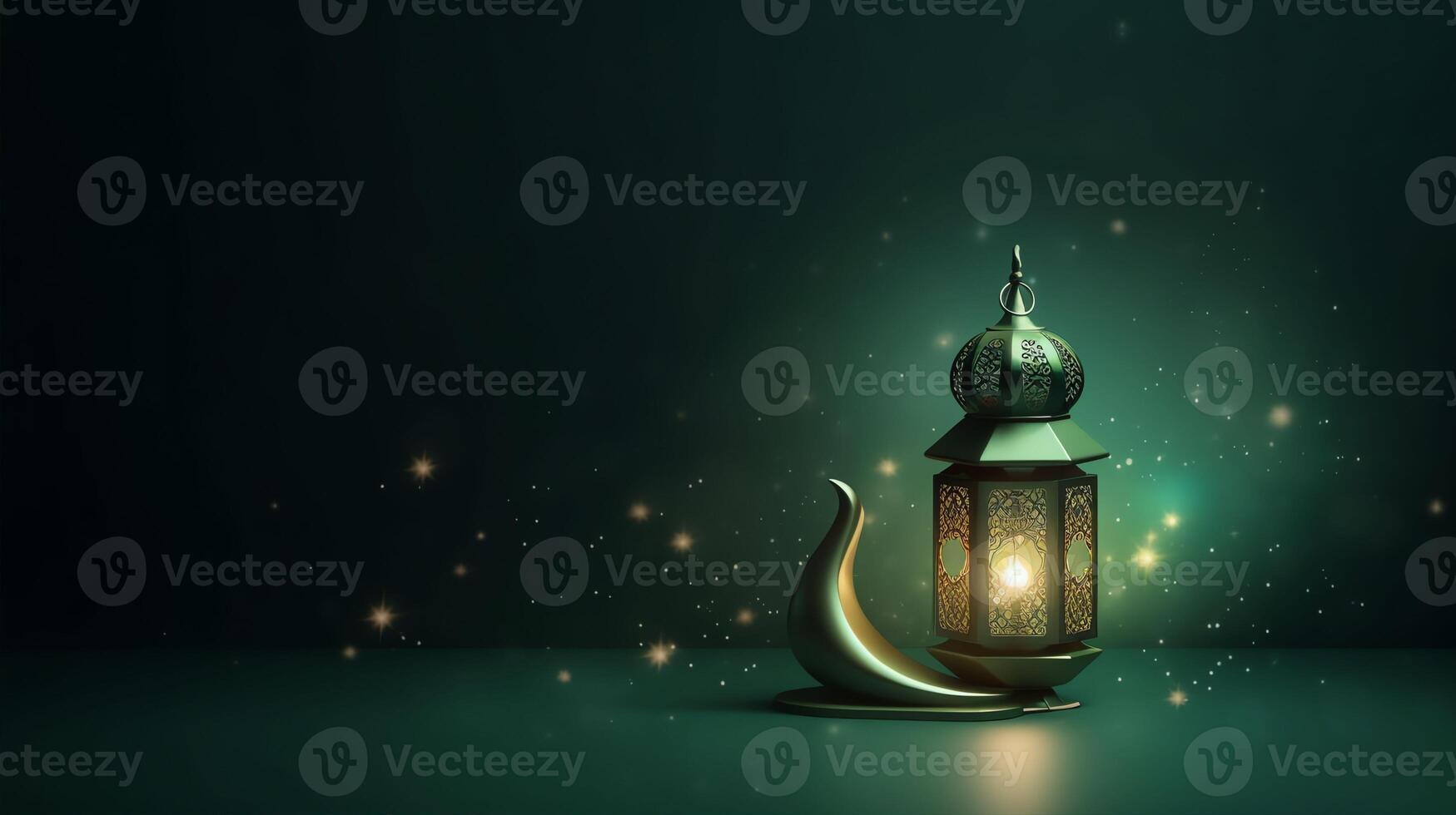 islamic background with flaming golden pendant photo