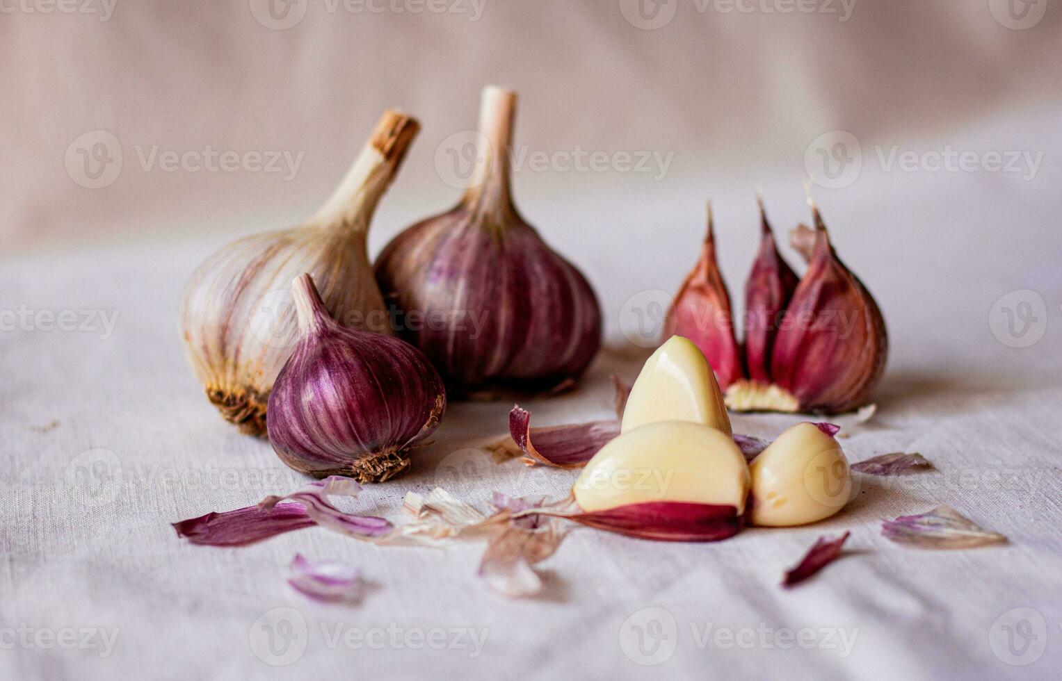 garlic is healthy vitamins slices photo