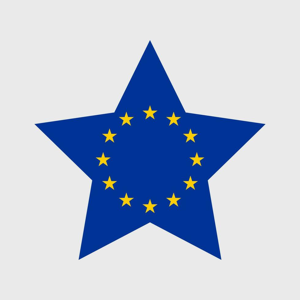 European Union flag vector icons set in the shape of heart, star and circle.