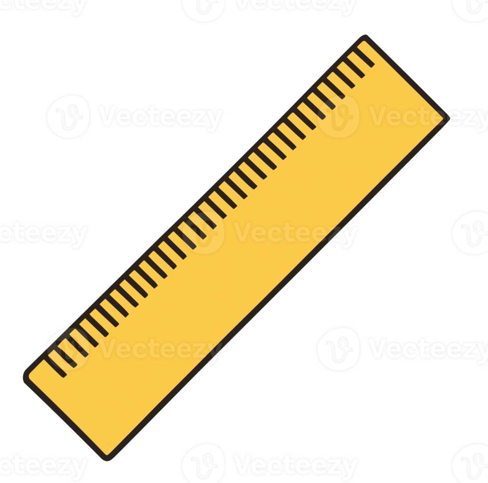 School Ruler clip art isolated on transparent background. AI Generative png