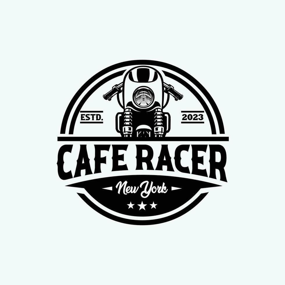 Cafe Racer New York Circle Emblem Badge Logo Vector Isolated. Best for Motorbike Garage and Mechanic Sticker Logo