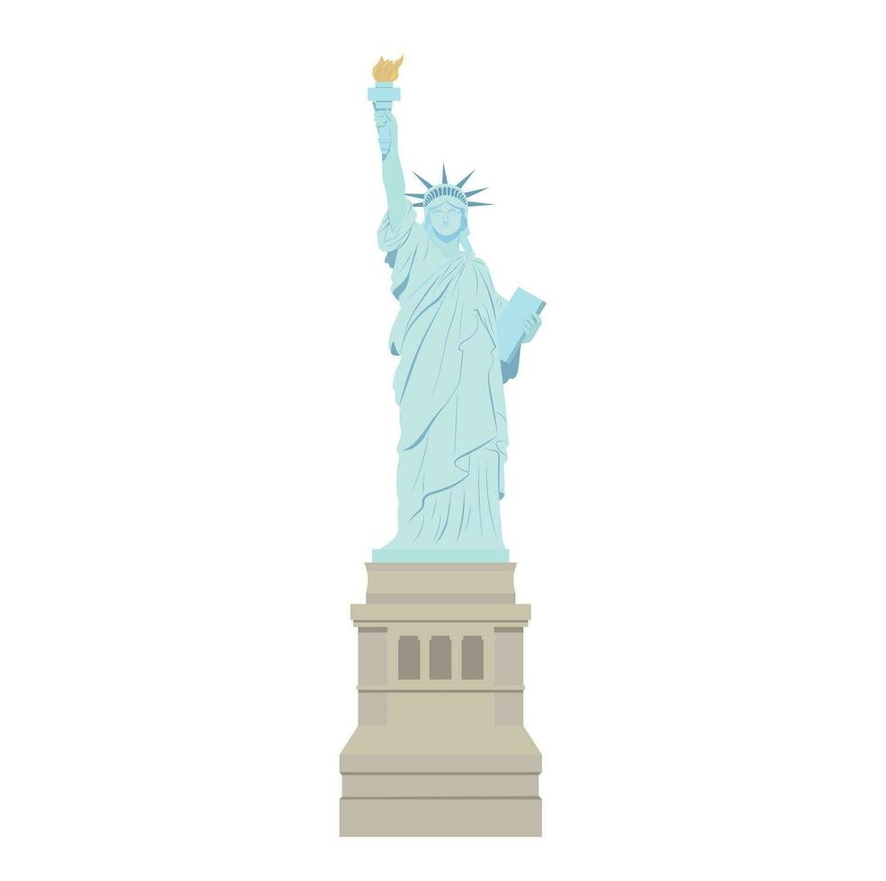 estatua de libertad plano vector ilustración en color aislado en blanco antecedentes. un americano símbolo. un símbolo de el unido estados de America. articulo para turismo concepto. famoso lugares en el mundo.