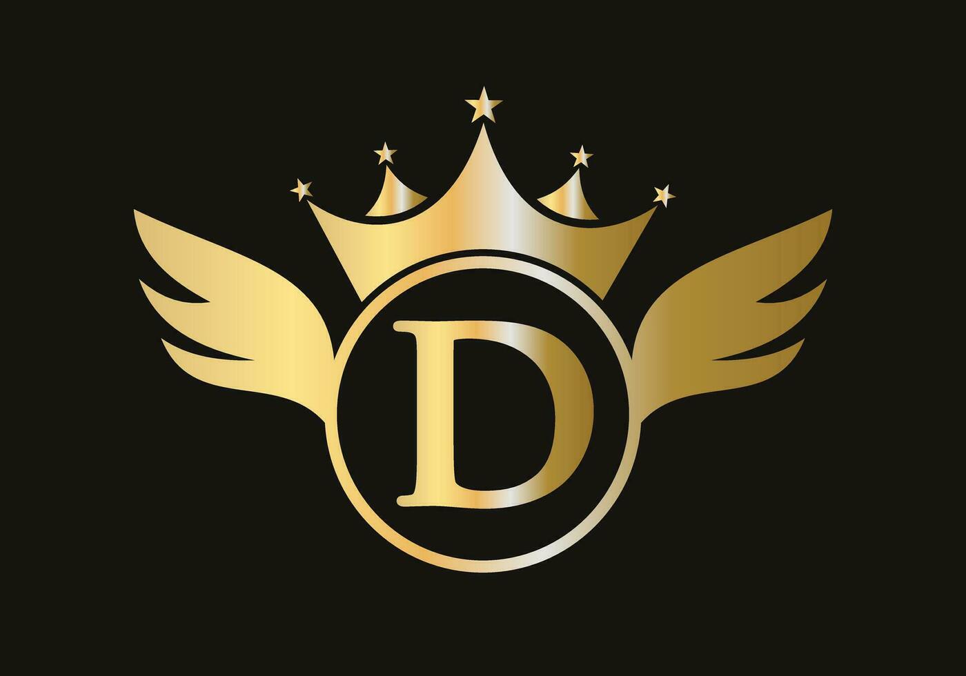 Letter D Wing Logo Concept With Crown Icon Vector Template. Wing Symbol