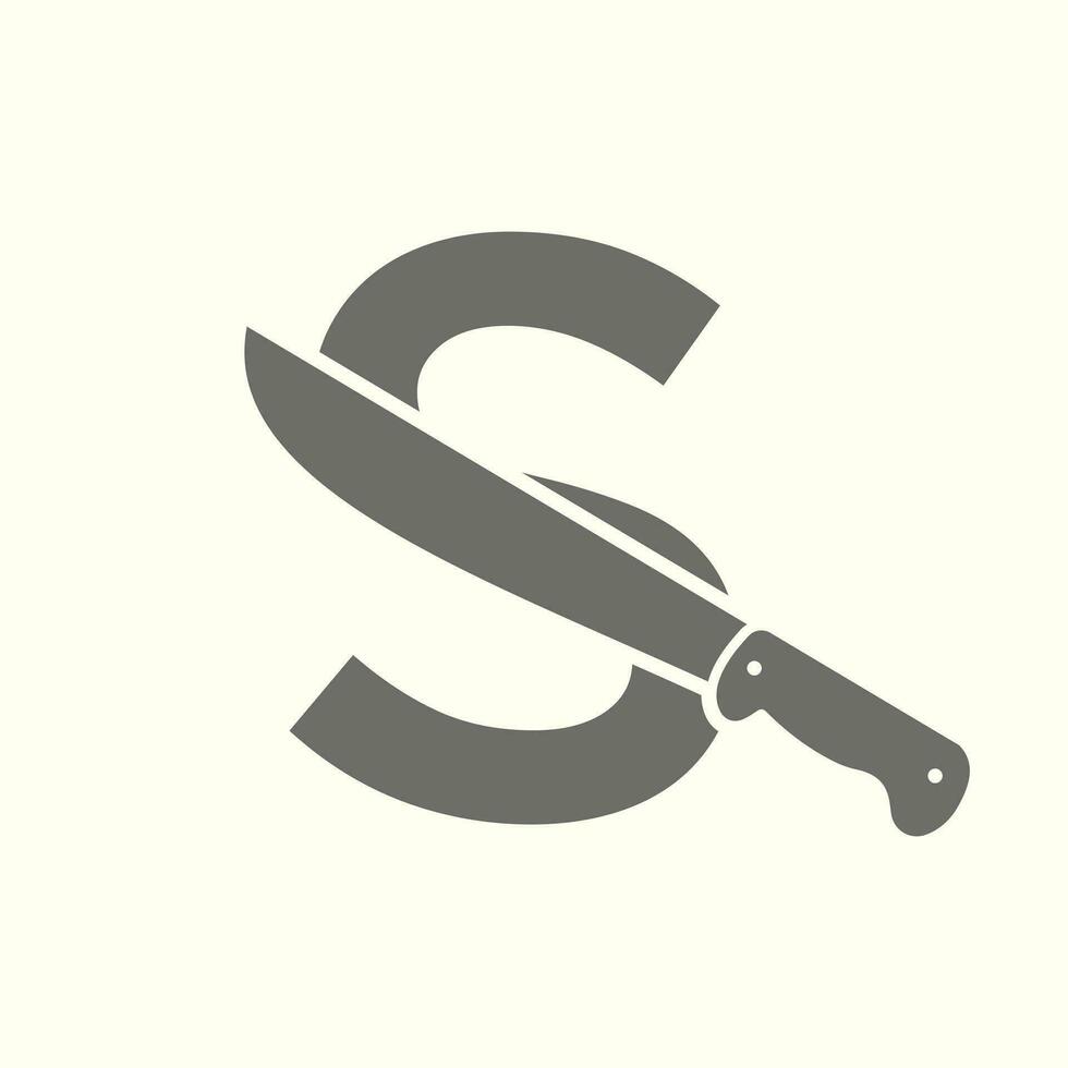 letra s cuchillo logo diseño vector modelo cuchillo símbolo con alfabeto