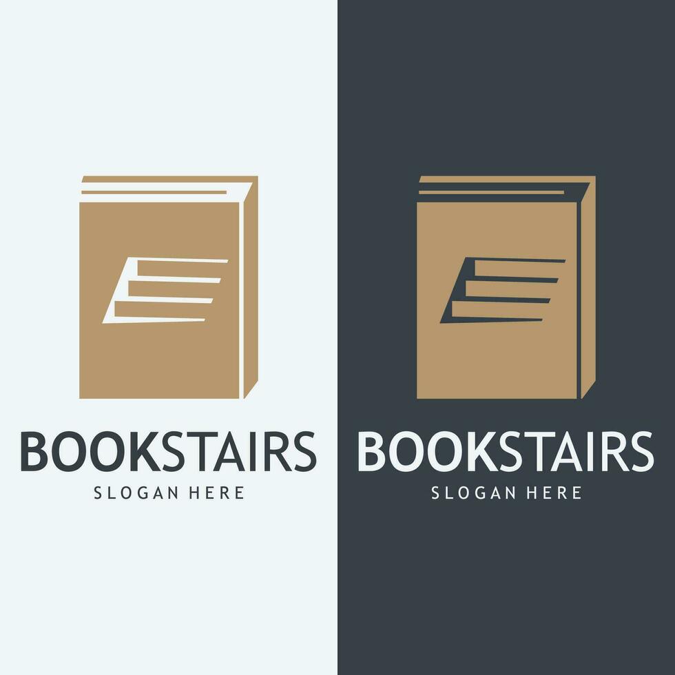 Stack of Books or Book Stairs Logo Template. vector