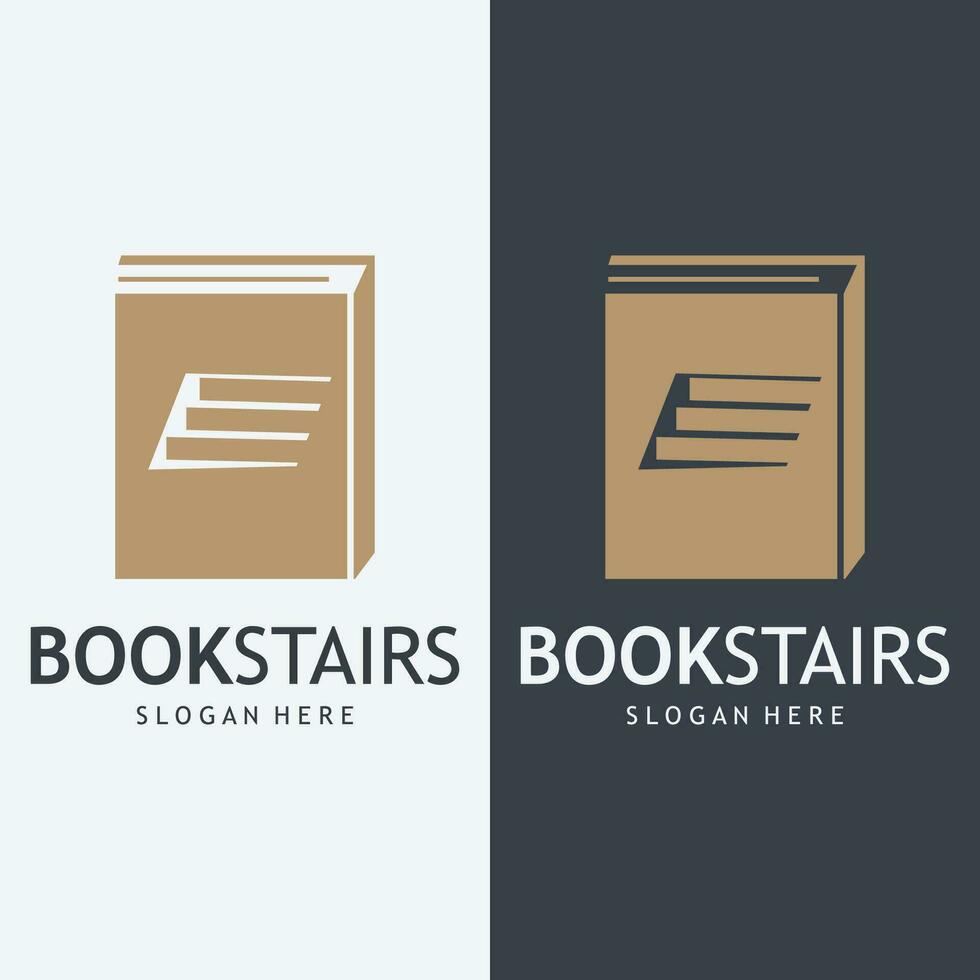 apilar de libros o libro escalera logo modelo. vector