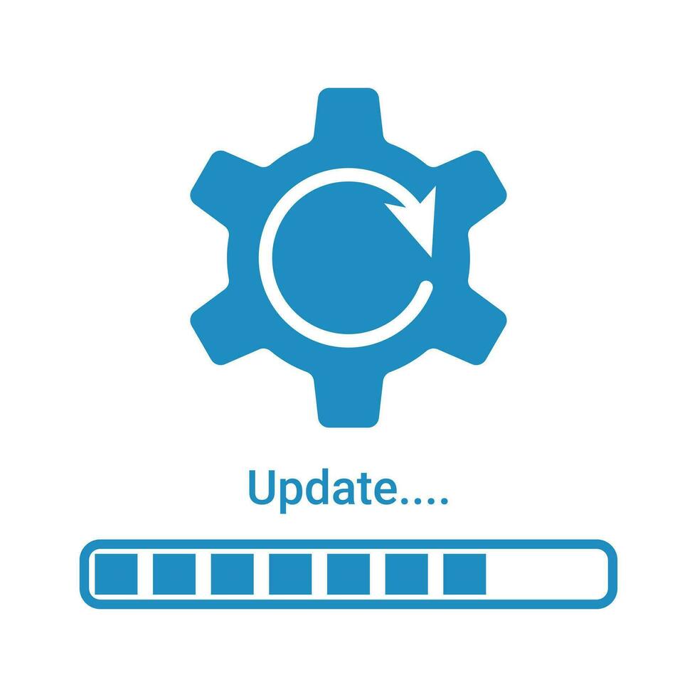 Update Vector Icon, Upgrade System Sign, Installing Software, Gear Settings, Application Update Process Completed, Refresh Button, Update Status Symbol, Updating System Software Vector Illustration