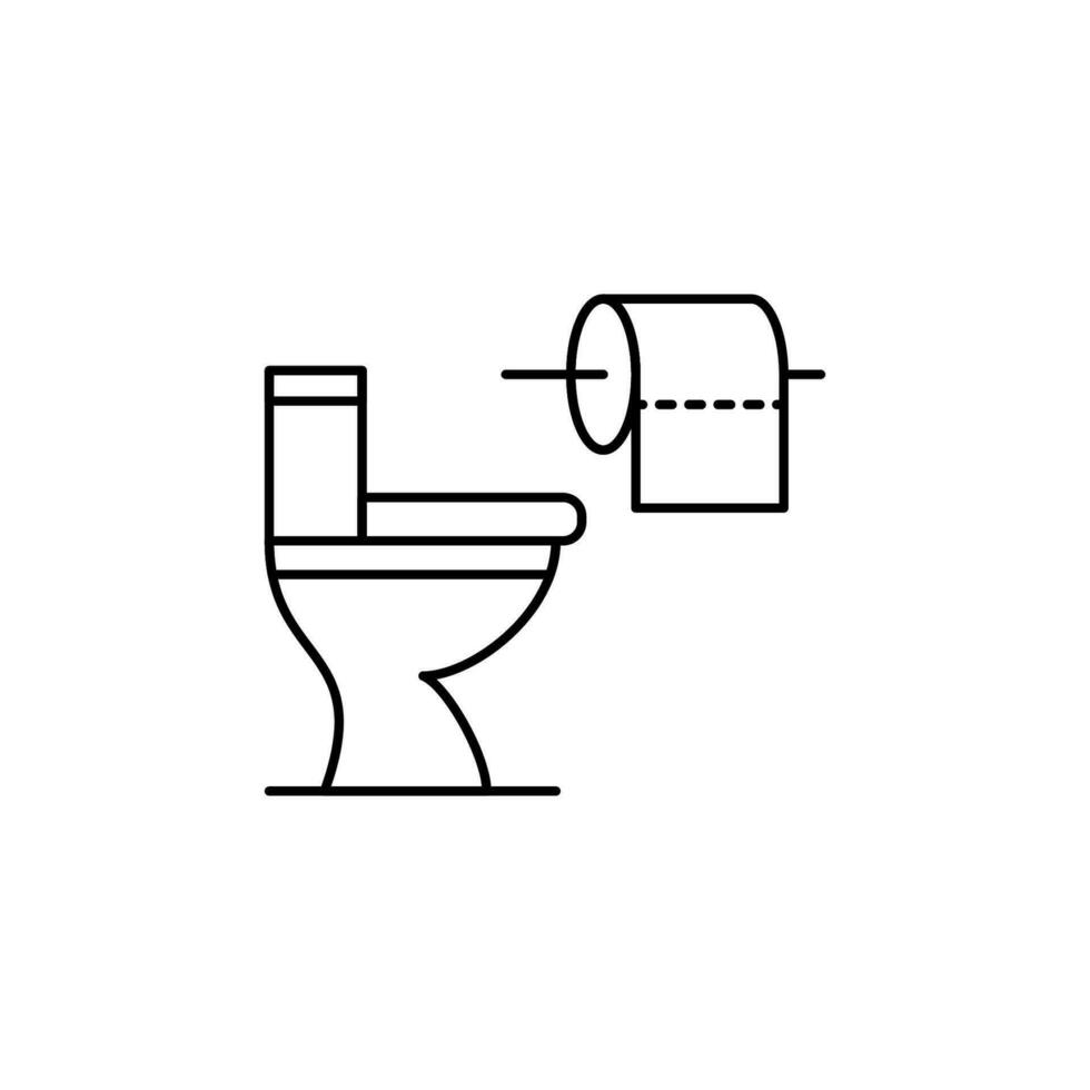 toilet line icon and tissue papper roll line icon. minimal, thin, simple and clean. used for logo symbol, sign, web, mobile and infographic vector
