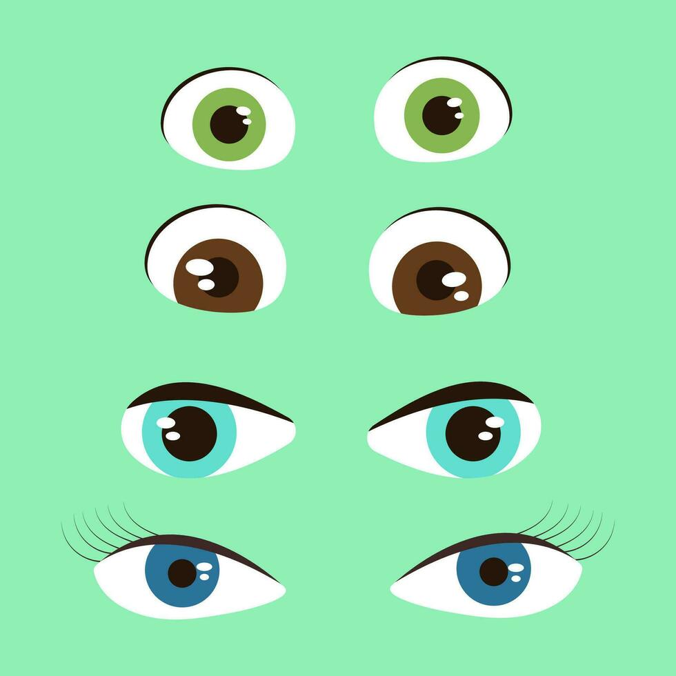 Cartoon style eyes collection, different eye expressions vector