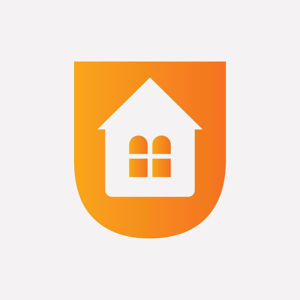 Letter U Home Logo Concept With House Icon For Real Estate Symbol vector