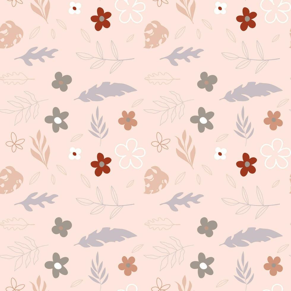 Abstract flat hand draw floral pattern background. Vector. vector