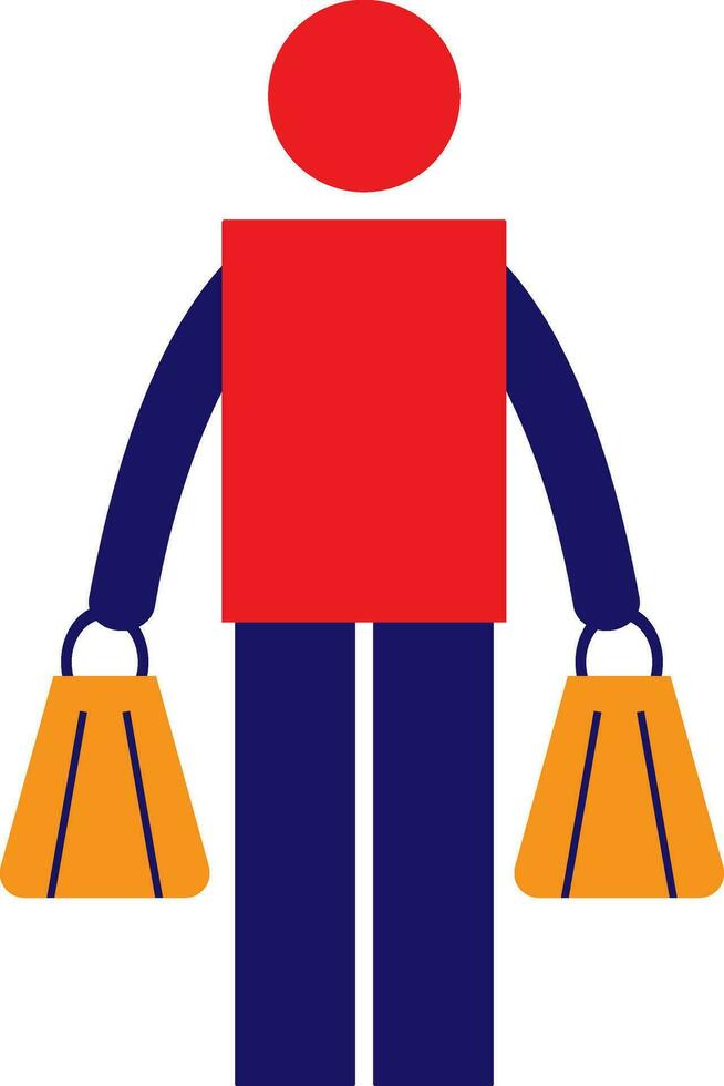 Character of faceless human holding bags. vector