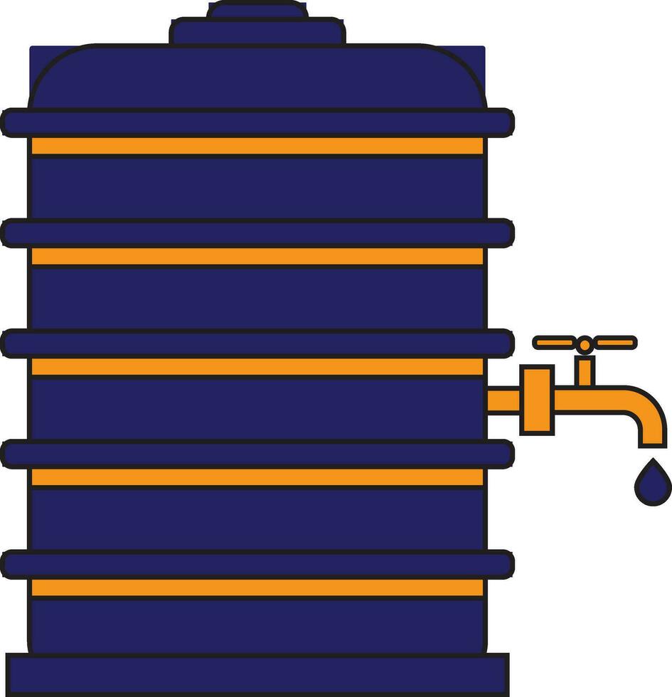 Blue and yellow water tank. vector