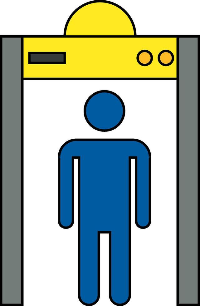 Illustration of metal detector machine with people icon. vector