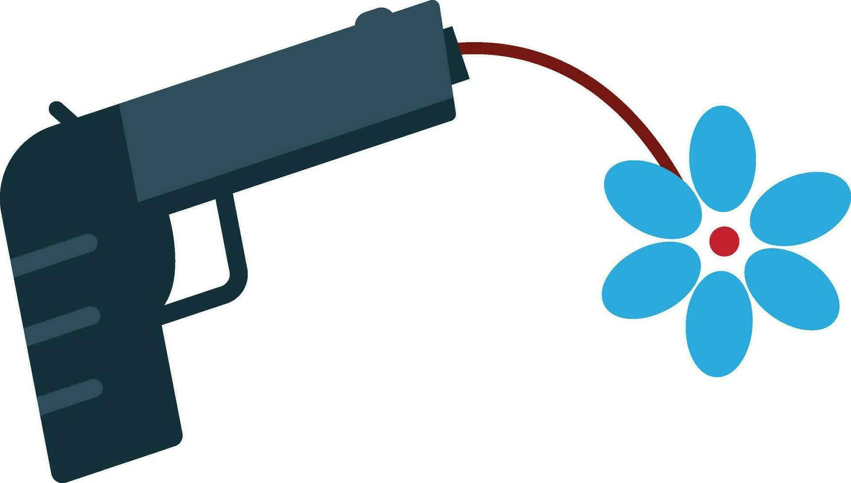 Color icon of gun shooting flower. vector