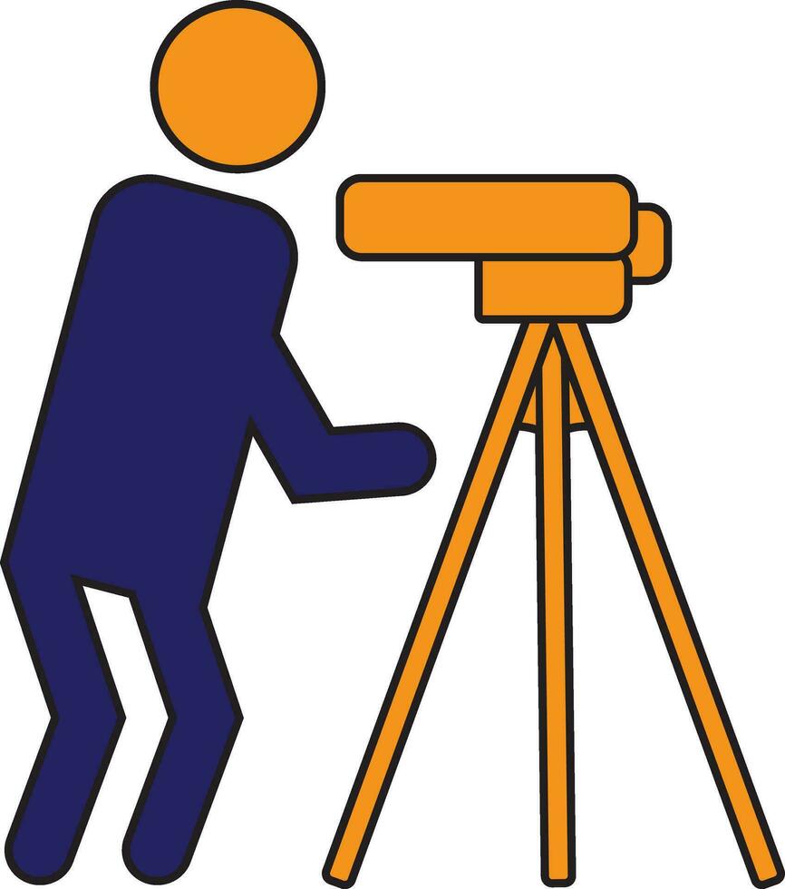 Character of faceless man with telescope. vector