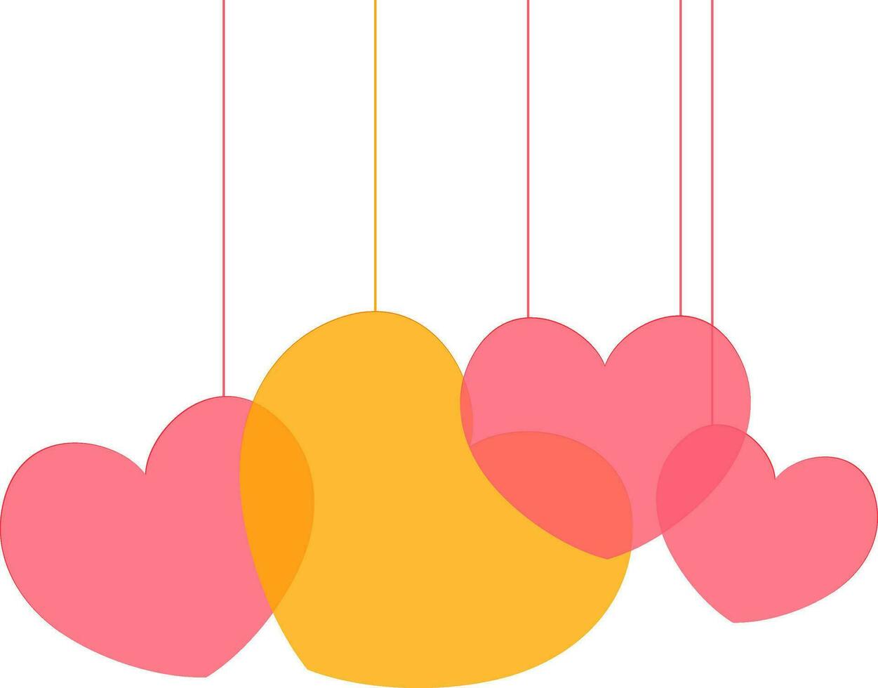 Glossy hanging Hearts for Love concept. vector