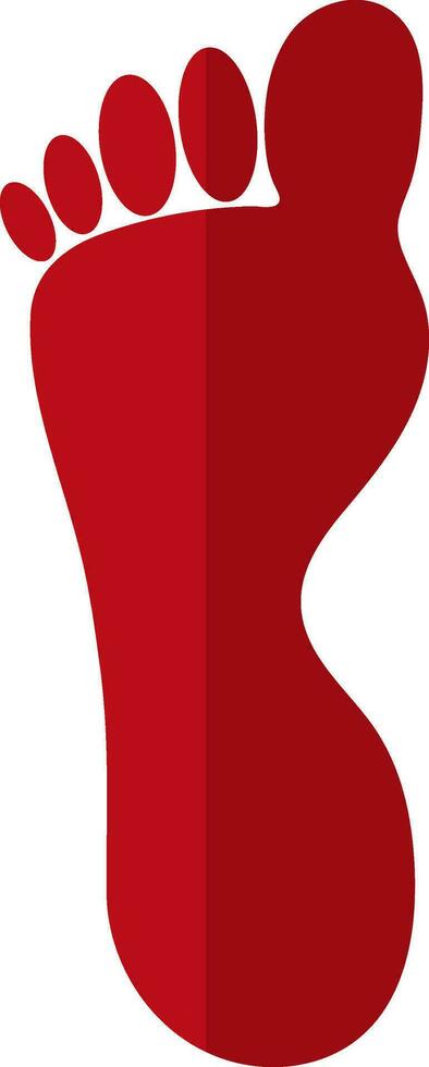 Red human foot in flat style. vector