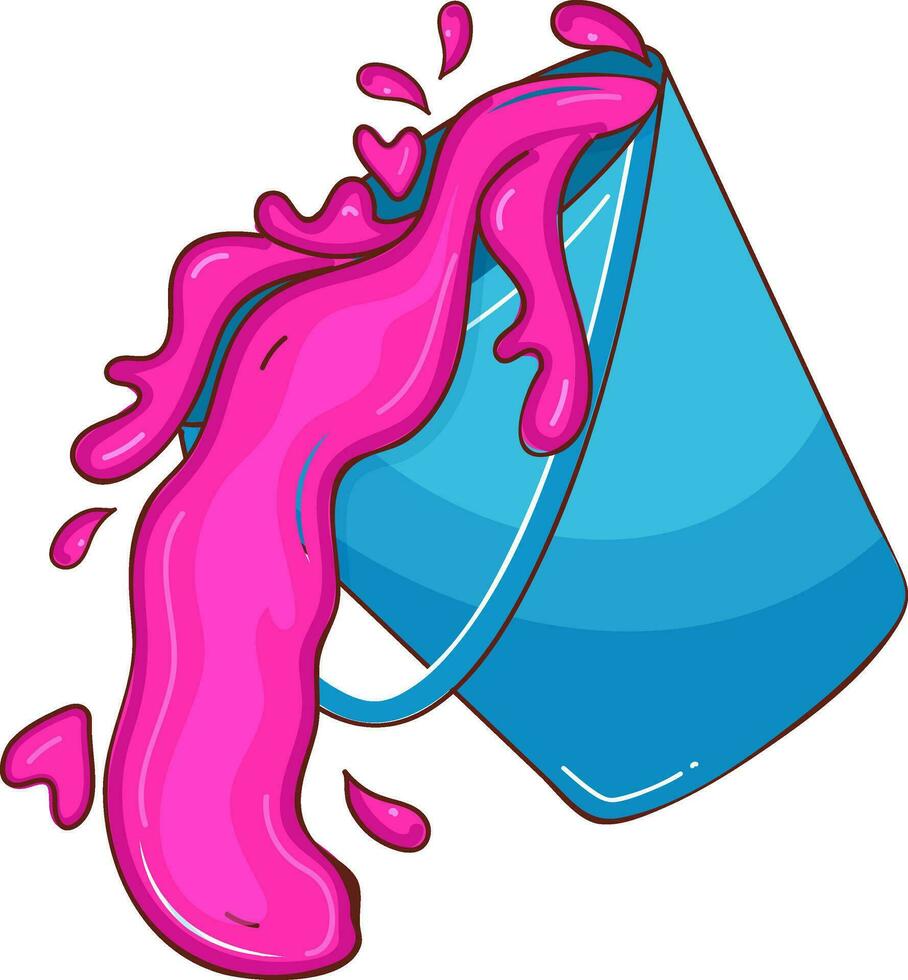 Splashing Pink Water Color Bucket Flat Vector. vector