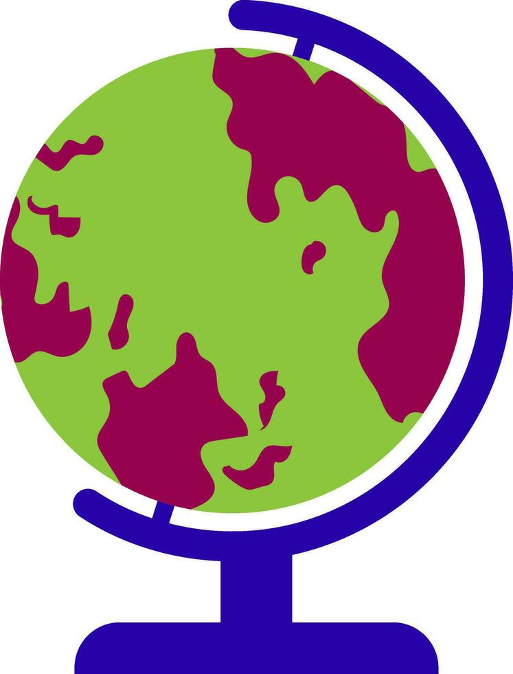 Earth globe in pink, blue and green color. vector