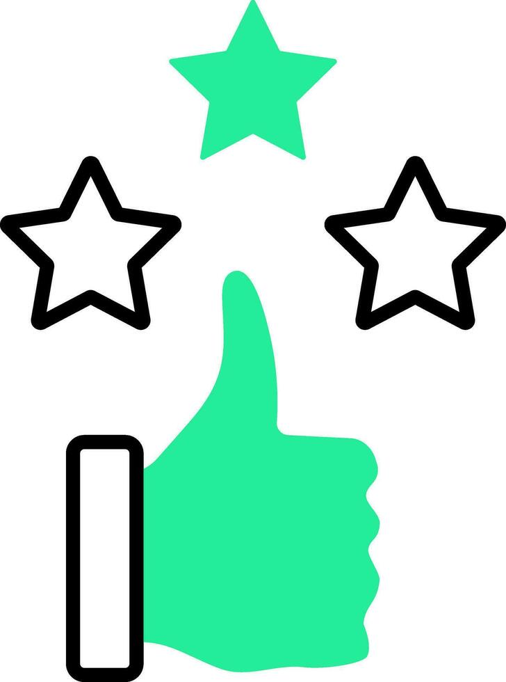 Thumb up with stars icon in green and black color. vector