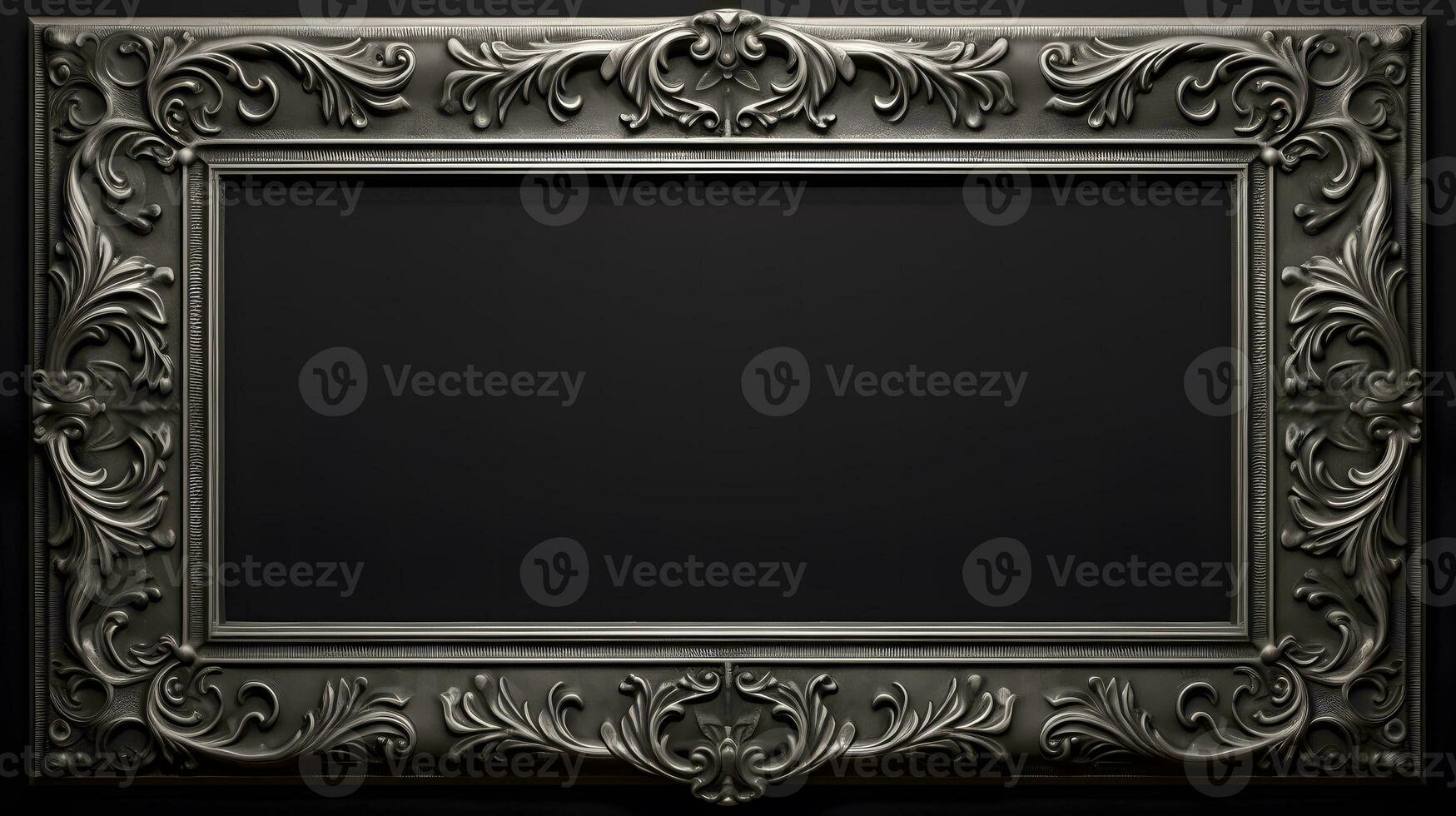 monochrome vintage luxury frame on black background photo