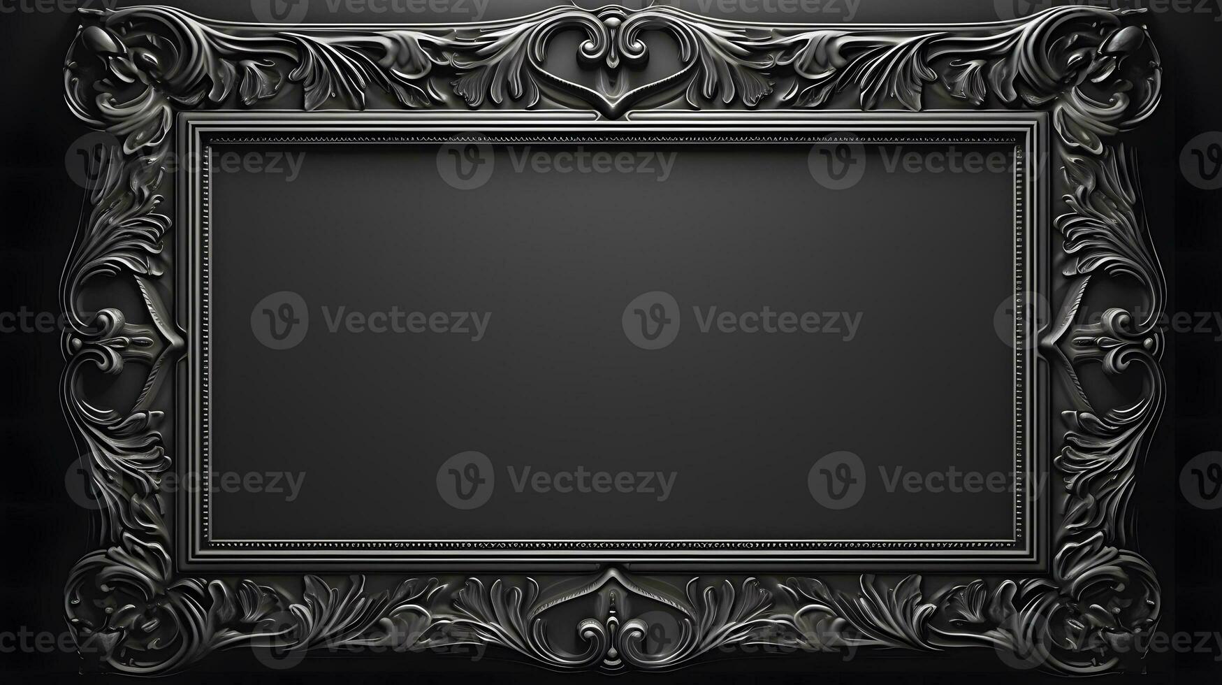 monochrome vintage luxury frame on black background photo