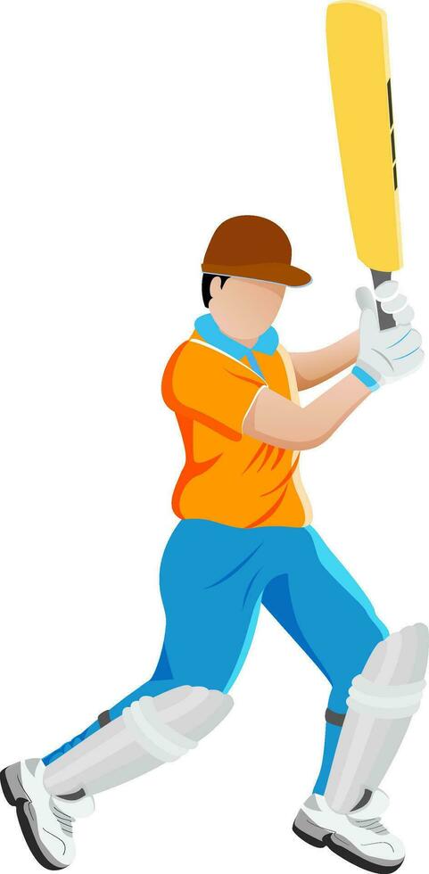 Cricket batsman in playing action. vector