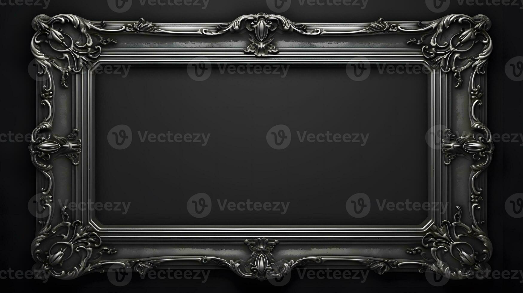 monochrome vintage luxury frame on black background photo