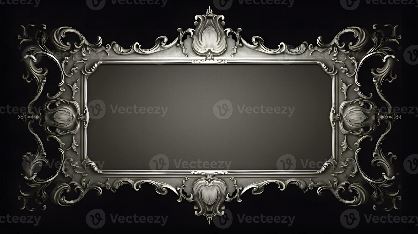 monochrome vintage luxury frame on black background photo