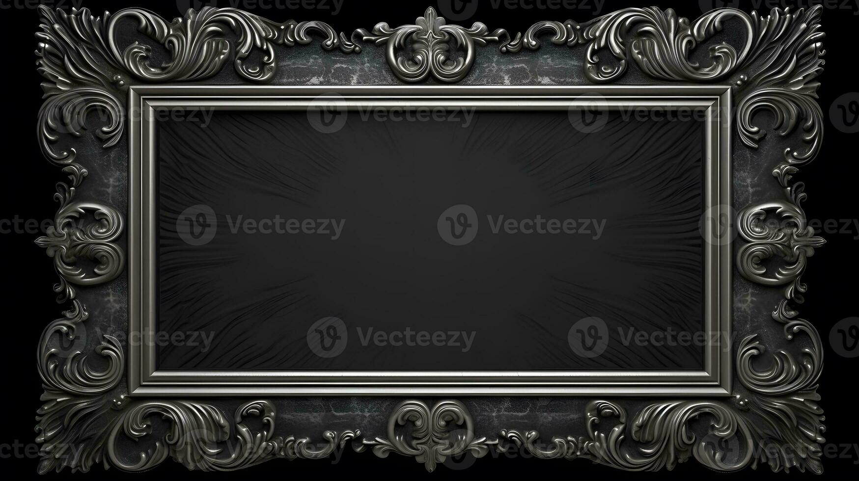 monochrome vintage luxury frame on black background photo