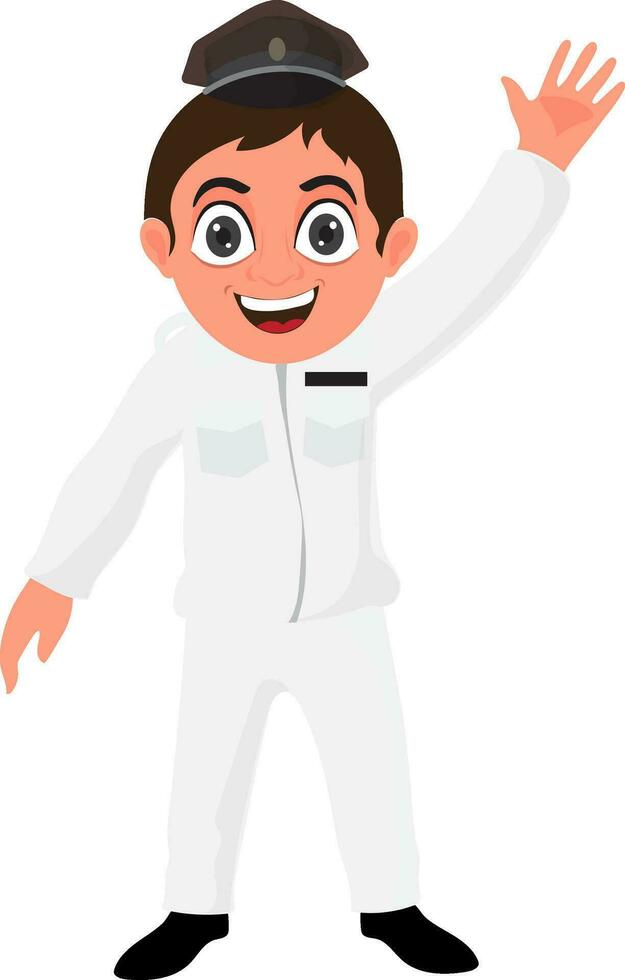 Cute boy in navy officer uniform. vector