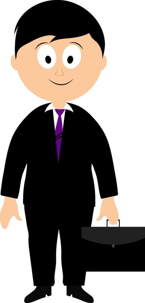 Character of a Young Businessman holding briefcase. vector