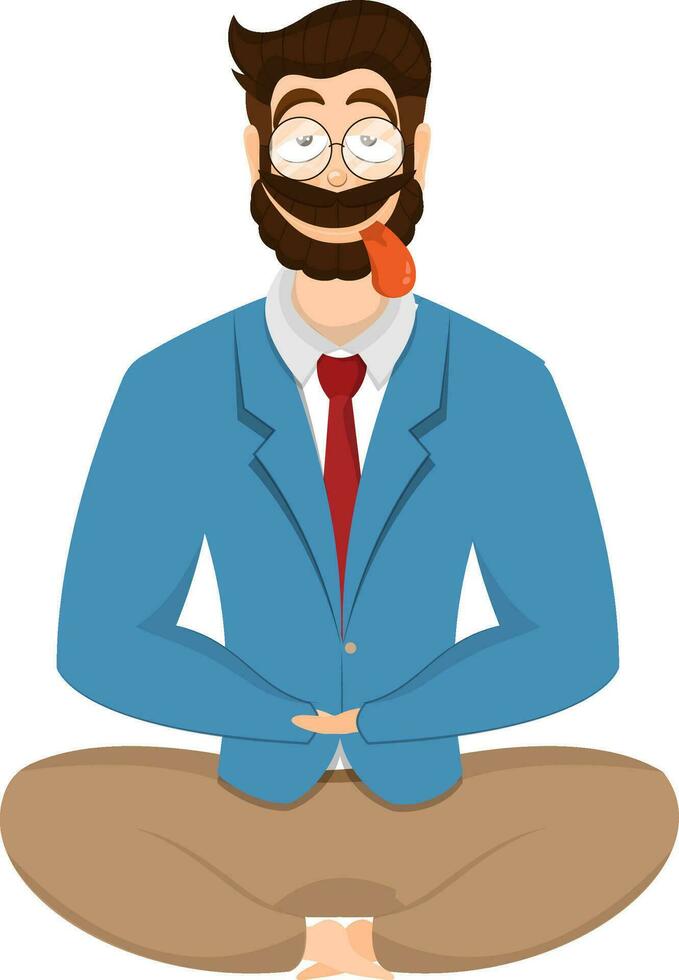 Cartoon character of a man on white background. Relaxed feeling concept. vector
