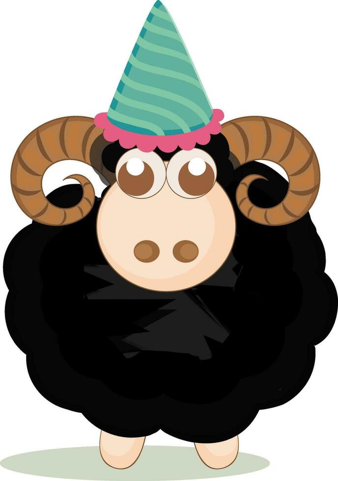 Cartoon sheep wearing party cap. vector