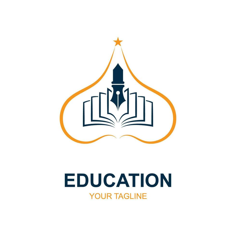 Education logo design with bachelor cap and book concept with creative idea vector