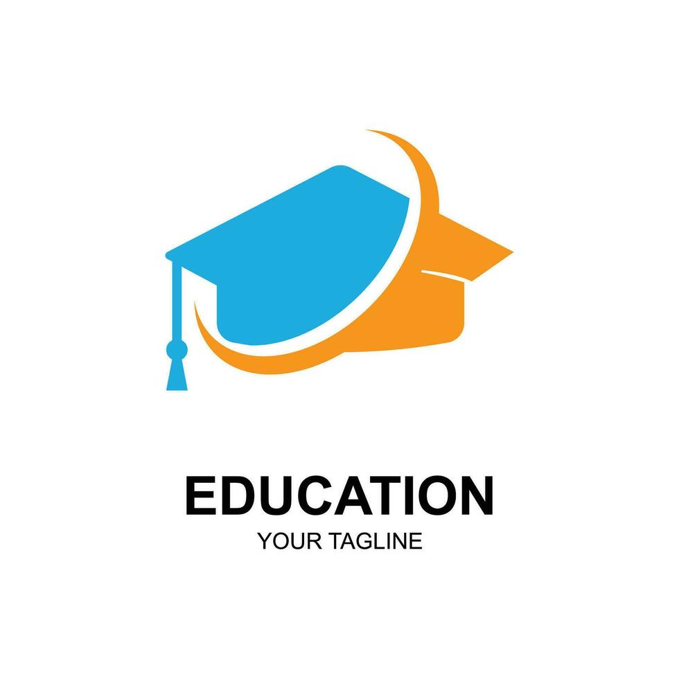 Education logo design with bachelor cap and book concept with creative idea vector