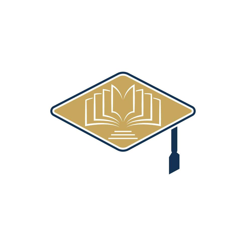 Education logo design with bachelor cap and book concept with creative idea vector