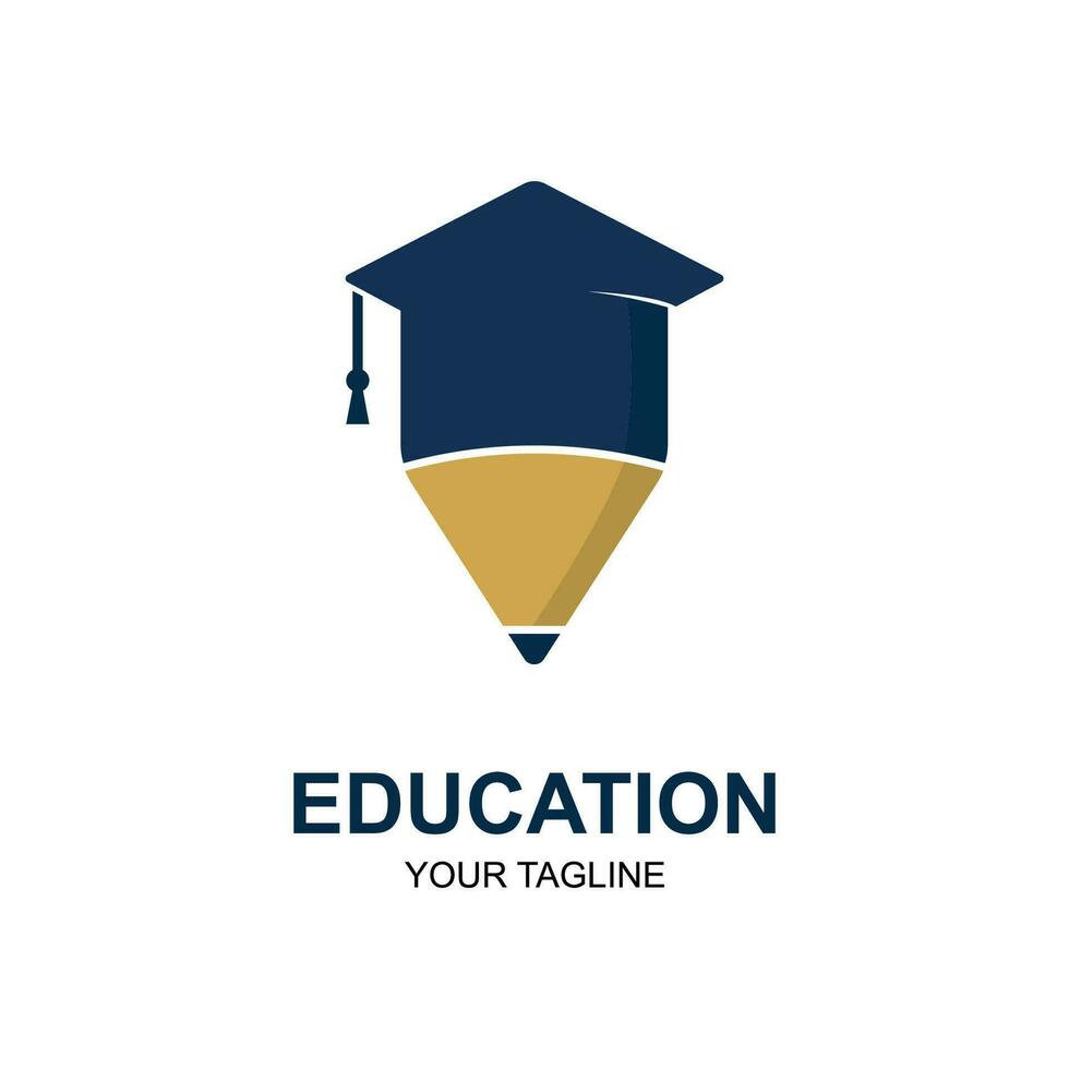 Education logo design with bachelor cap and book concept with creative idea vector