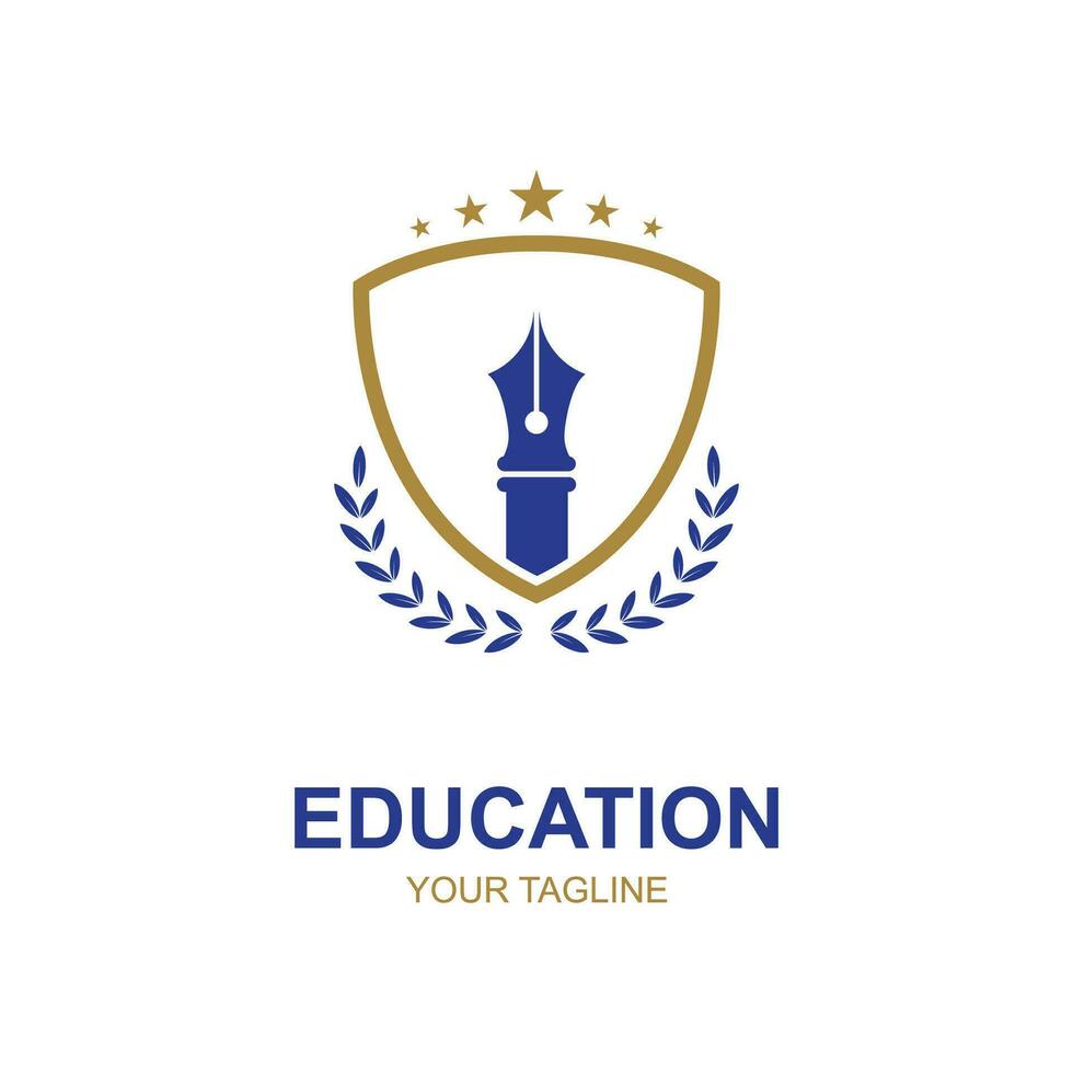 Education logo design with bachelor cap and book concept with creative idea vector