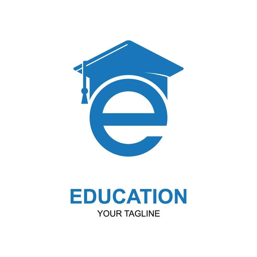 Education logo design with bachelor cap and book concept with creative idea vector