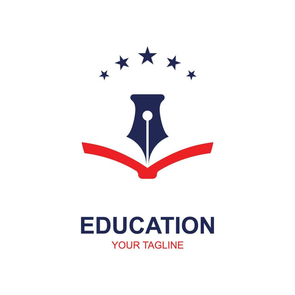 Education logo design with bachelor cap and book concept with creative idea vector