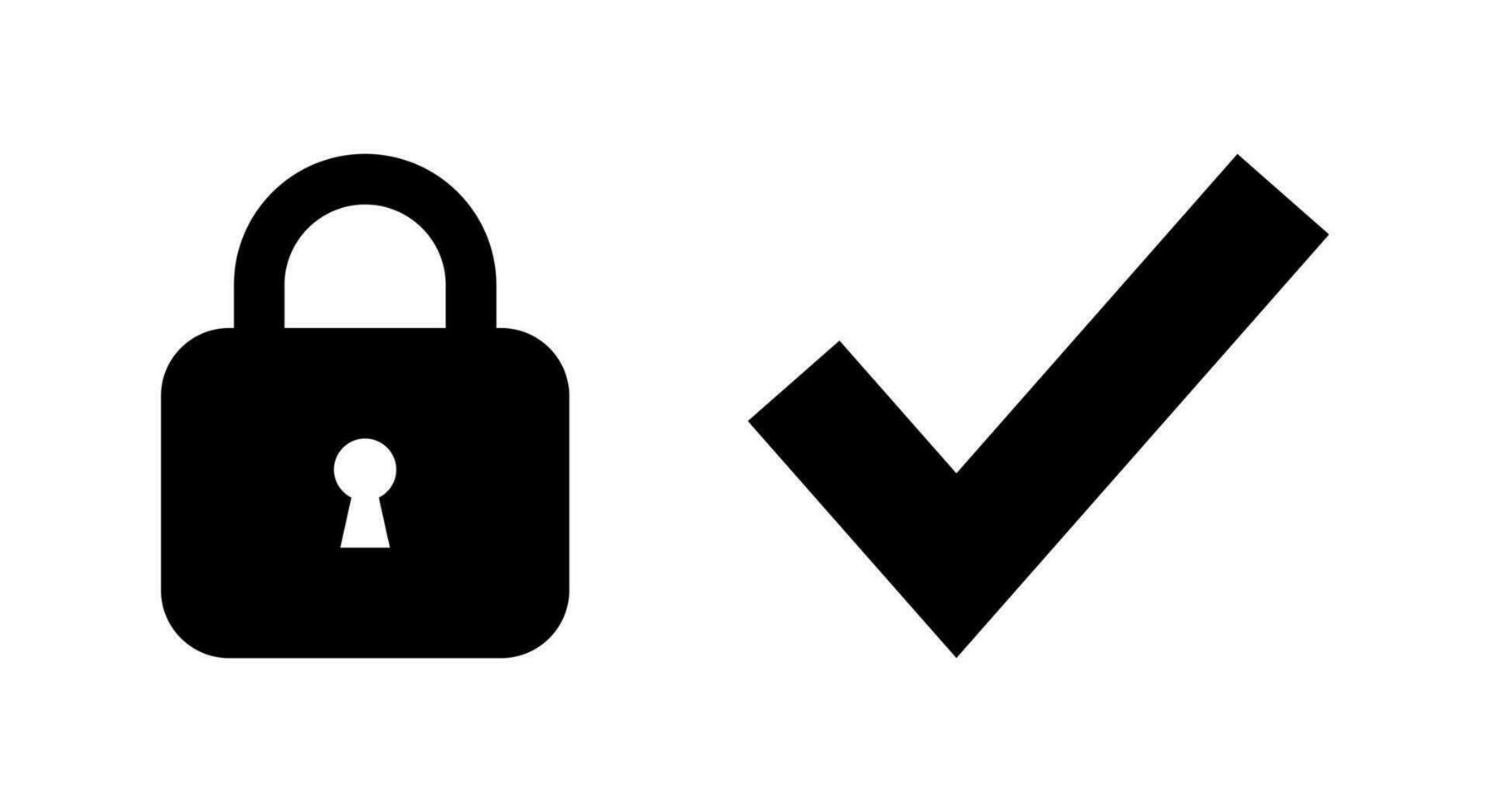 Lock and check mark icon vector. Padlock and checkmark sign symbol vector