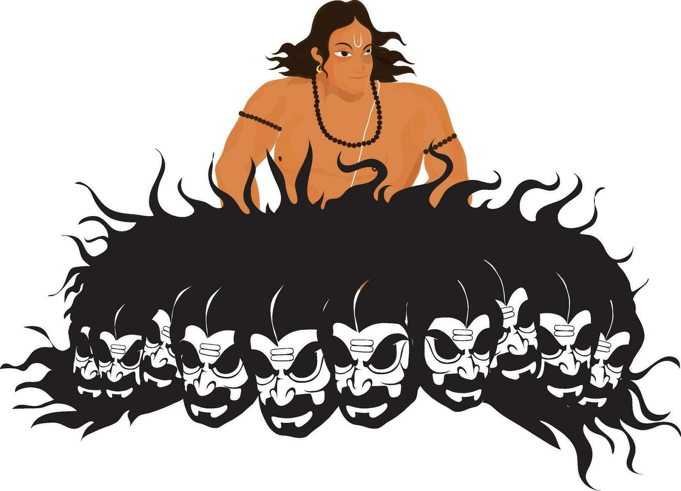 Illustration of Angry Ravana with God Rama. vector