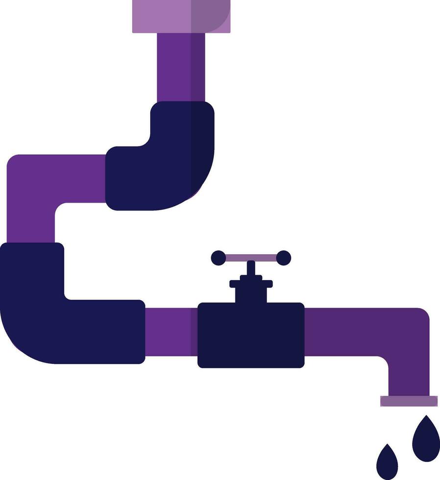 Purple water tab with falling drops. vector