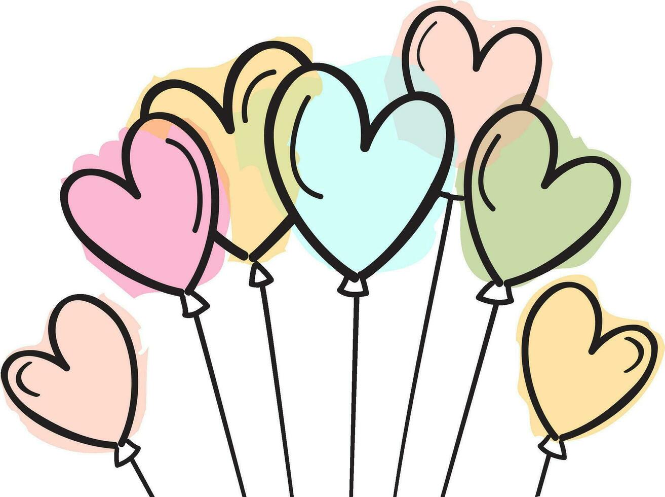 Flat illustration of colorful heart shaped Balloons. vector