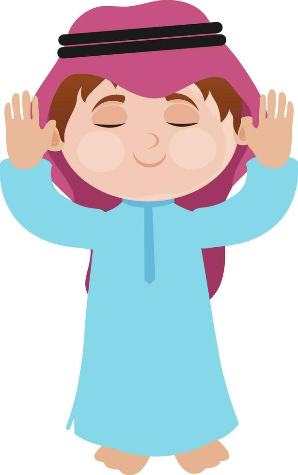 Illustration of praying Arabian Boy. vector