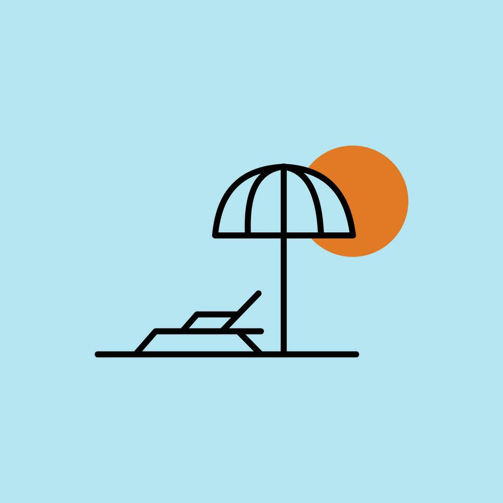 beach chair with umbrella vector