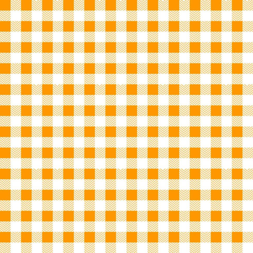 Orange plaid pattern with herringbone pattern inside background. plaid pattern background. plaid background. Seamless pattern. for backdrop, decoration, gift wrapping, gingham tablecloth, blanket vector