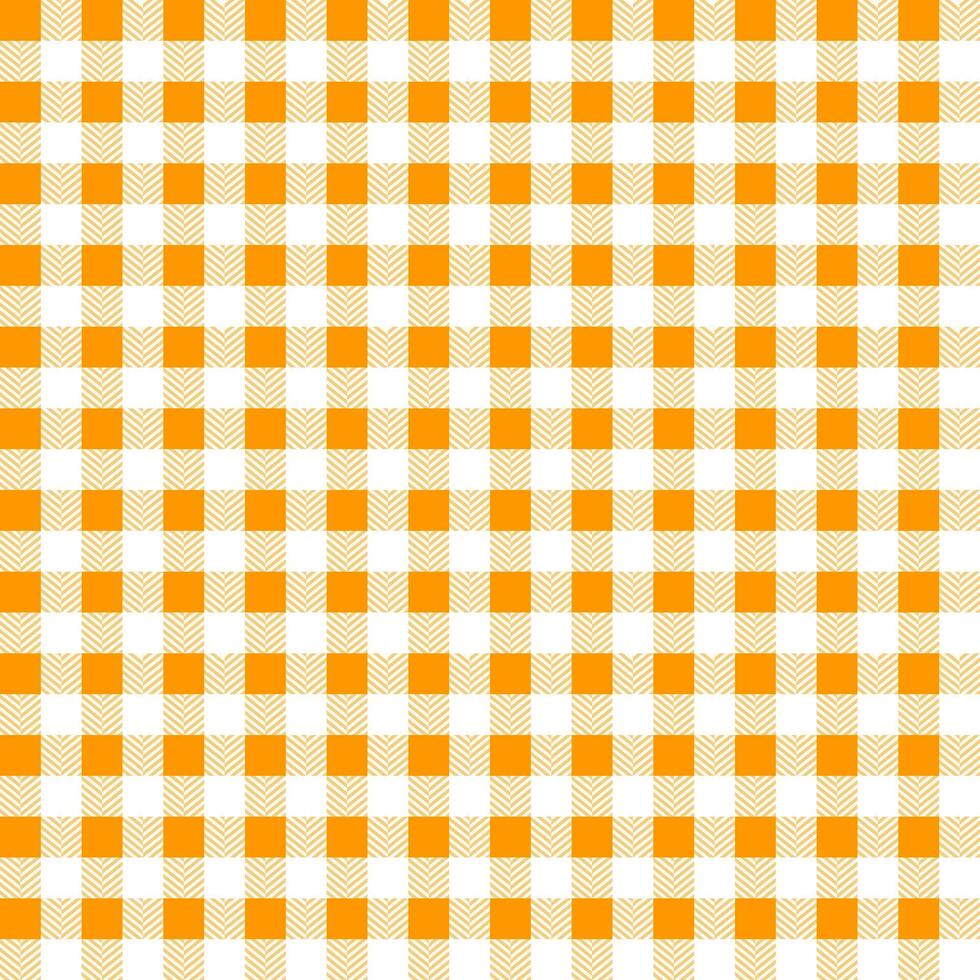 Orange plaid pattern with herringbone pattern inside background. plaid pattern background. plaid background. Seamless pattern. for backdrop, decoration, gift wrapping, gingham tablecloth, blanket vector